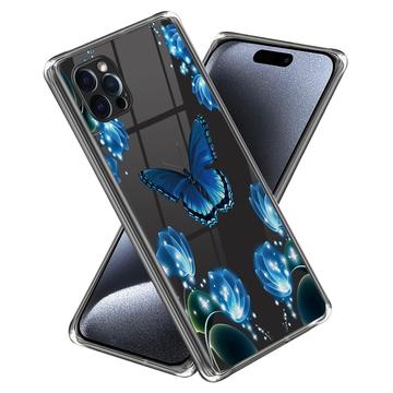 iPhone 15 Pro Max Stylové Pouzdro Ultra-Slim TPU - Motýl a Květiny