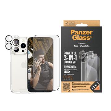 Ochranný balíček 3 v 1 pro iPhone 15 Pro PanzerGlass – Průhledný