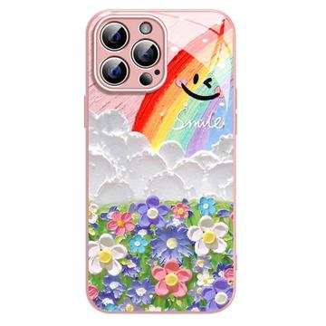 iPhone 15 Pro Smile & Rainbow Hybrid Case - Pink