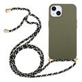 Pouzdro iPhone 15 TPU s Lanyard - Vojenská Zelená