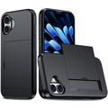 iPhone 16 Hybrid Case with Sliding Card Slot - Black