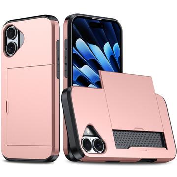 iPhone 16 Hybrid Case with Sliding Card Slot - Rose Gold