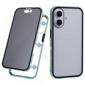 iPhone 16 Magnetické Pouzdro s Tvrzeným Sklem - Soukromí - Zelená