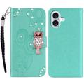 iPhone 16 Owl Rhinestone Wallet Case