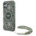 iPhone 16 Plus Guess IML Flowers Allover Electro Case with Pearl Strap - MagSafe Compatible