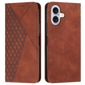 iPhone 16 Plus Rhombus Pattern Wallet Case with Magnetic Closure