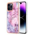 iPhone 16 Pro Marble Pattern Electroplated IMD TPU Case - Blue / Pink