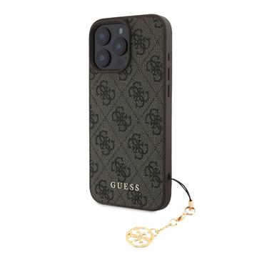 iPhone 16 Pro Max Guess 4G Charms Collection Hybridní Pouzdro - Hnědý