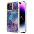 iPhone 16 Pro Max Marble Pattern Electroplated IMD TPU Case - Purple