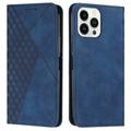 iPhone 16 Pro Max Rhombus Pattern Wallet Case with Magnetic Closure