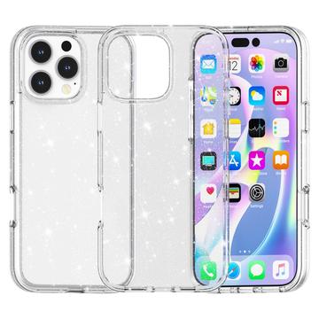 Stylové hybridní pouzdro řady Glitter pro iPhone 16 Pro Max – Bílý