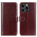 iPhone 16 Pro Max Wallet Case with Magnetic Closure - Brown